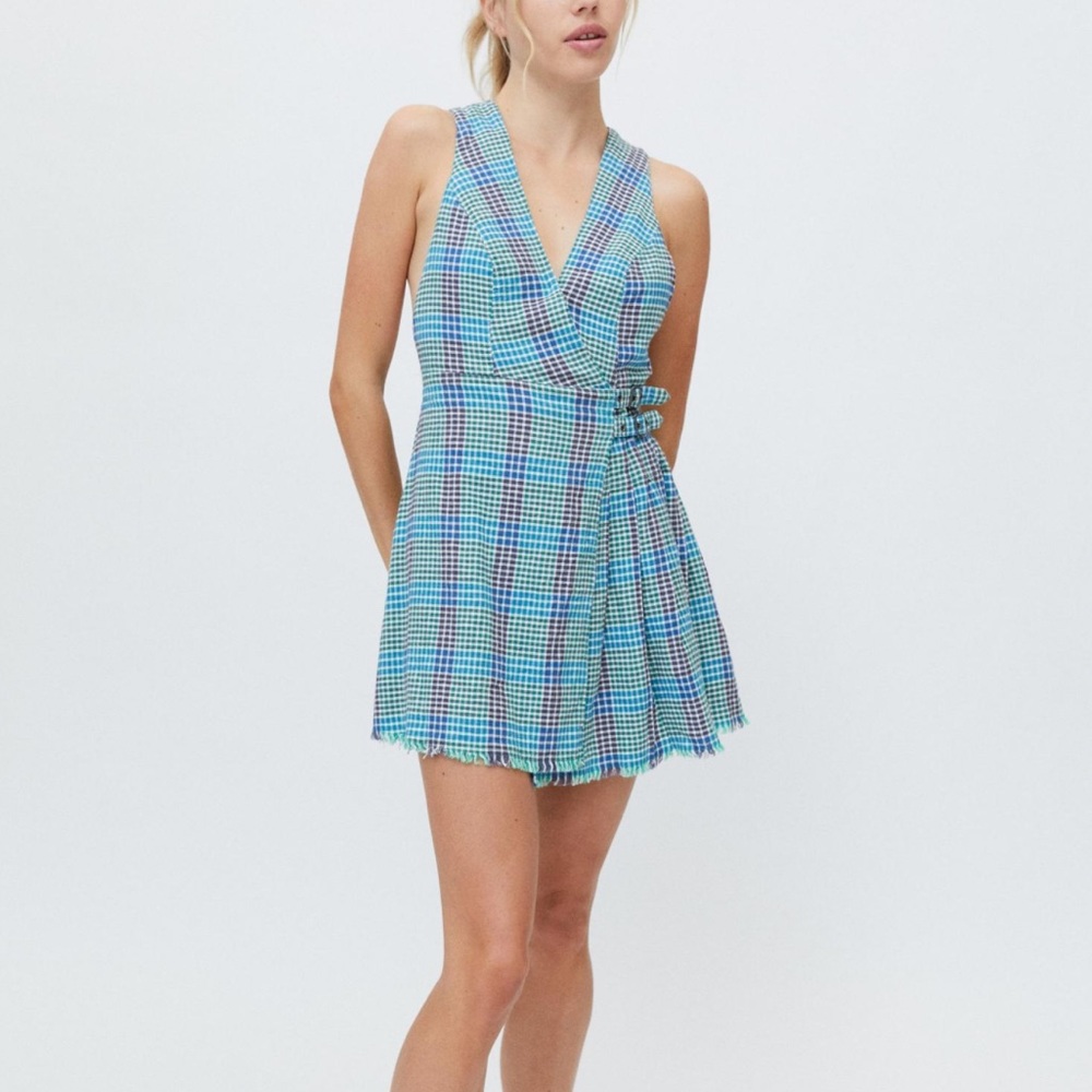 Urban Outfitters Chandler Linen Buckle Wrap Dress NWOT